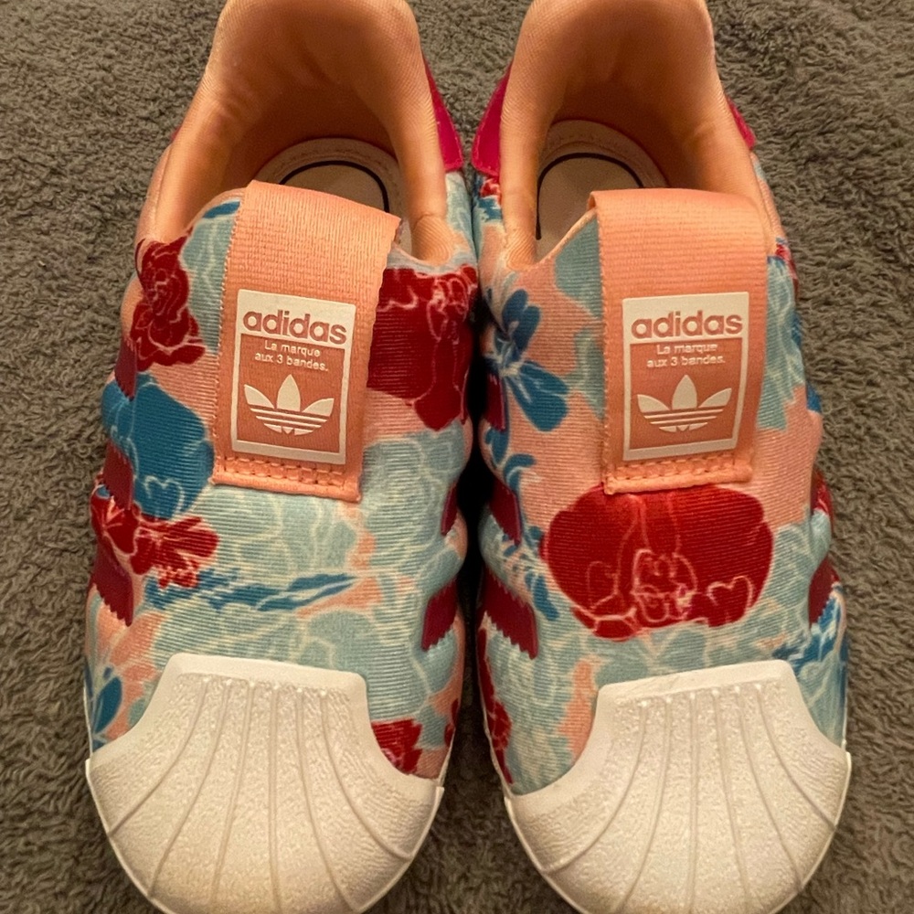 Adidas Superstar Kids Floral Slip-On Shoes - Pink and Blue